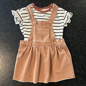 Art Class 3T Cotton Denim Overall Dress and Shirt Set NWOT